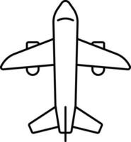 flygplan ikon i svart linje konst. vektor