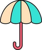 öffnen Regenschirm bunt Symbol im eben Stil. vektor