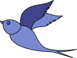 Karikatur Charakter von fliegen schlucken Blau Symbol. vektor