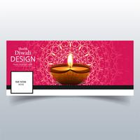 Schöne Happy Diwali Diya Öllampe Festival Facebook Cover des vektor