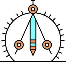 bunt Zeichnung Kompass Symbol im eben Stil. vektor
