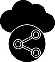 Glyphe Stil Wolke Teilen Symbol oder Symbol. vektor