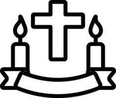 Christian Kreuz mit Kerze Symbol im schwarz Umriss. vektor