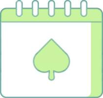 eben Stil Schreibtisch Kalender Symbol im Grün und Weiß Farbe. vektor