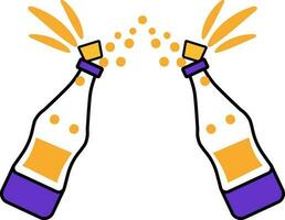 Skål dryck flaska platt ikon i orange och violett Färg. vektor