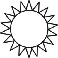 Sol ikon i svart översikt. vektor