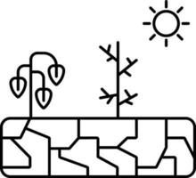 Dürre Symbol im schwarz Linie Kunst. vektor