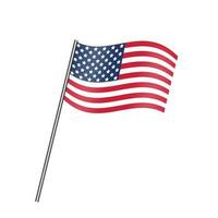 Bild von das uns Flagge auf ein Metall Stock. amerikanisch Flagge auf ein Weiß Hintergrund. Vektor. vektor