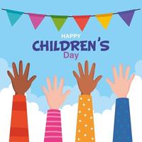 glücklicher Kindertag mit Hands-up-Vektor-Design vektor