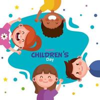 glücklicher Kindertag mit Jungen und Mädchen Cartoons Vektor-Design vektor