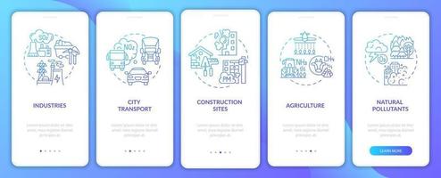 im Freien Luftverschmutzung Onboarding Mobile App Seite Bildschirm mit Konzepten vektor