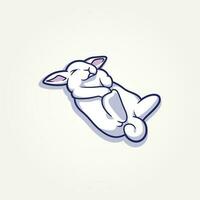 enkel modern rolig söt kanin sovande tecknad serie platt ikon vektor illustration design