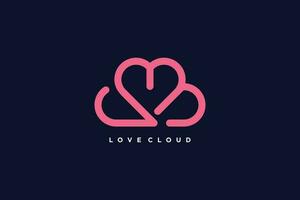 Wolke Logo Design mit kreativ Liebe Konzept Stil vektor