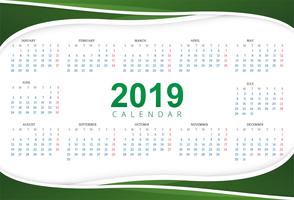 Kalender 2019 Mall med vågbakgrund vektor