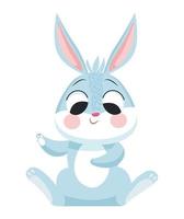 fröhliche kleine Kaninchen sitzende Comicfigur vektor