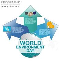 Erdkugel mit Infografik Vektor-Illustration kann als Flyer Banner oder Poster Welt Umwelt Tag Konzept verwendet werden vektor