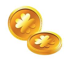 goldene Münzen mit Klee Saint Patrick Ikone vektor