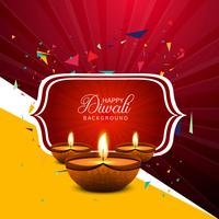 Glückliche diwali diya Öllampen-Festivalkarten-Hintergrundillustration vektor