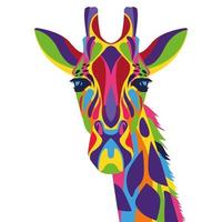 Giraffe wildes Leben Technicolor Ikone vektor