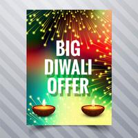 Schöne glückliche diwali diya Öllampen-Festivalschablonenbroschüre vektor