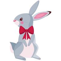Frohe frohe Weihnachten niedlichen Kaninchencharakter vektor