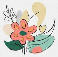 abstrakt minimalistisch Linie Kunst Plakate modern Blumen- Kritzeleien modisch Designs mit beschwingt Sommer- Farbe vektor