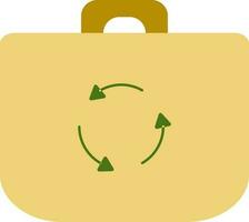 Gelb Plastik Tasche Recycling Symbol im eben Stil. vektor