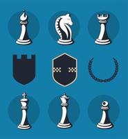 neun Schachfiguren vektor