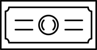 Banknote Symbol im schwarz Umriss. vektor