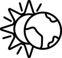 svart linje konst illustration av Sol med klot ikon. vektor