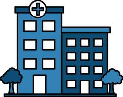 Illustration von Krankenhaus Gebäude Symbol im Blau und Weiß Farbe. vektor