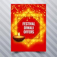 Schöne glückliche diwali diya Öllampen-Festivalschablonenbroschüre vektor