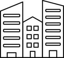 Gebäude oder Wohnung Symbol im schwarz Linie Kunst. vektor