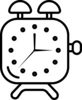 Alarm Uhr Symbol im schwarz Linie Kunst. vektor