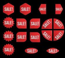 svart fredag ny försäljning klistermärke röda marknadsföringsetiketter vektor