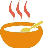 ikon av tjänande skål med varm soppa. vektor