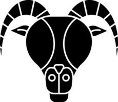platt stil av aries zodiaken ikon eller symbol i svart och vit Färg. vektor