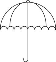 öppen paraply linje konst ikon i platt stil. vektor