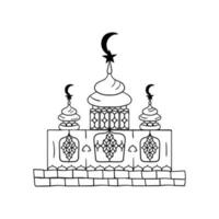 hand dragen islamic helig dag ClipArt. klotter symbol av islam - moskén. isolerat på vit bakgrund. vektor