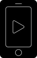 schwarz und Weiß Farbe Video abspielen im Smartphone Symbol. vektor