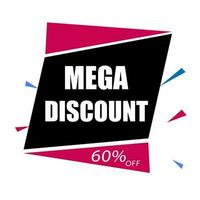 Text Mega Rabatt Banner oder Poster Design zum 60 Prozent aus Prozent Angebot. vektor