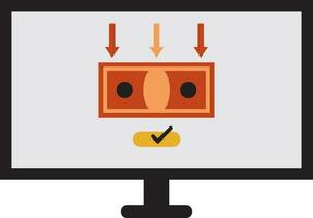 Geld im Desktop Bildschirm zum online Zahlung. vektor