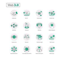 Netz 3 0 Symbol Satz. ein visuell leiten zu das Zukunft von das Internet - - nächste Generation Netz Symbole - - futuristisch Netz Symbole. editierbar Schlaganfall Vektor Linie Symbole.