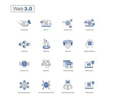 webb 3 0 ikon uppsättning. en visuell guide till de framtida av de internet - nästa generation webb ikoner - trogen webb ikoner. redigerbar stroke vektor linje ikoner.