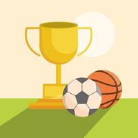 sport equiment trophy award fotboll basketbollar vektor