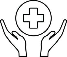 Hand halten Plus Zeichen Symbol zum Gesundheitswesen Konzept. vektor