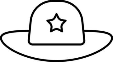 Illustration von Star auf Fedora Hut Symbol im schwarz Umriss. vektor