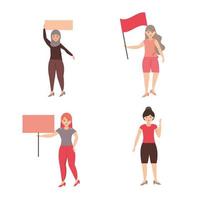 Frauentag Gruppe weiblicher Marsch für Rechte vektor