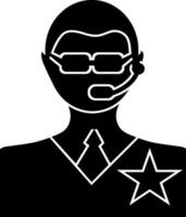 Charakter von ein Anruf Center Junge im schwarz und Weiß Farbe. vektor