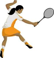 weiblich Badminton Spieler Charakter. vektor
